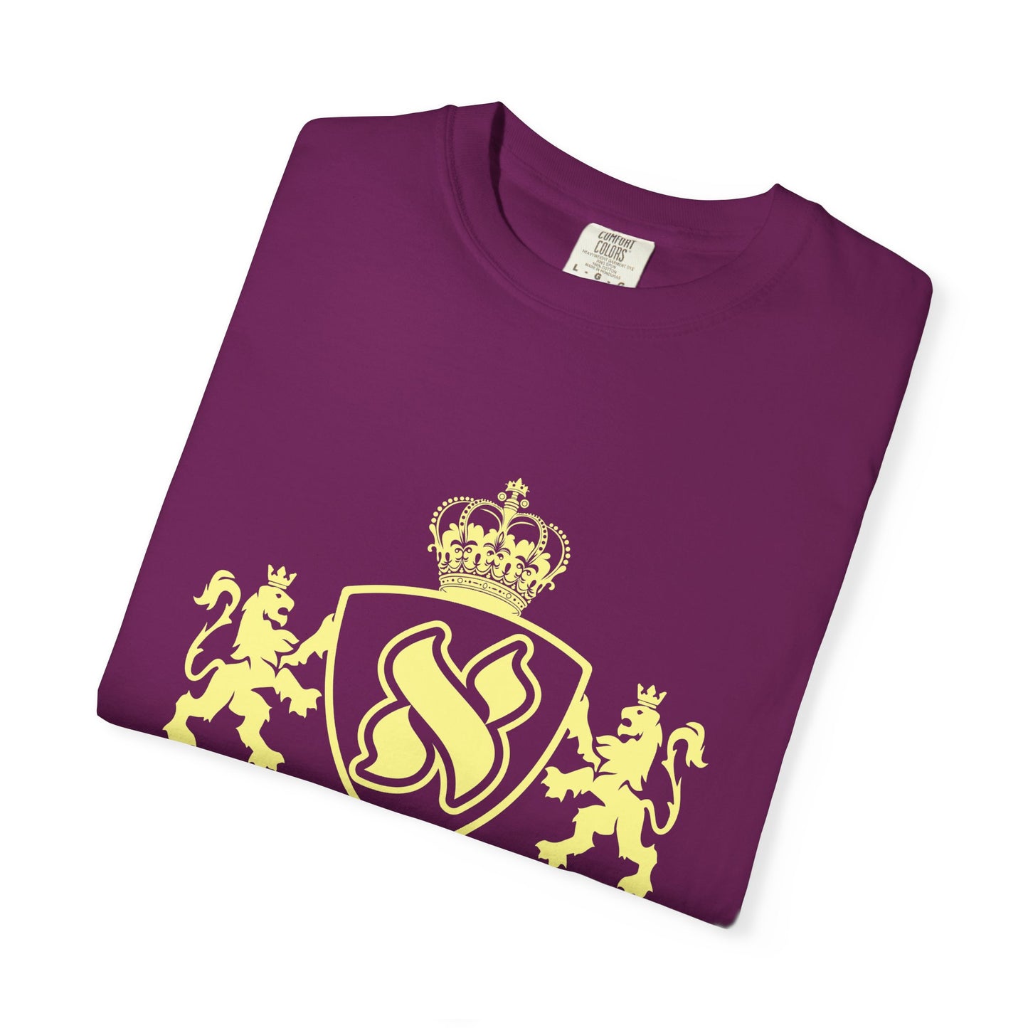 Garment-Dyed Unisex T-Shirt with Regal Crest Design, Soft Casual Tee, Graphic Shirt for All Occasions, Perfect Gift for him or her