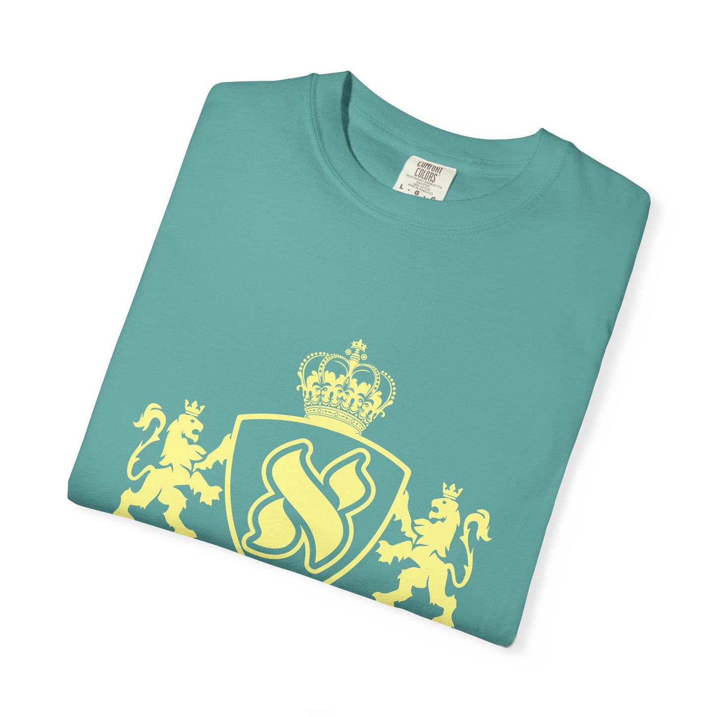 Stylish Unisex Garment-Dyed T-shirt with Unique Crest Design, Casual Wear, Gift for Him/Her, Summer Fashion, Trendy Tee