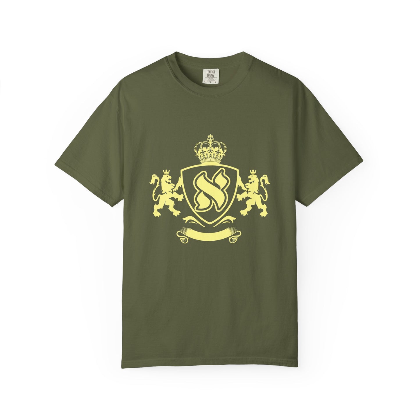 Stylish Unisex Garment-Dyed T-shirt with Unique Crest Design, Casual Wear, Gift for Him/Her, Summer Fashion, Trendy Tee