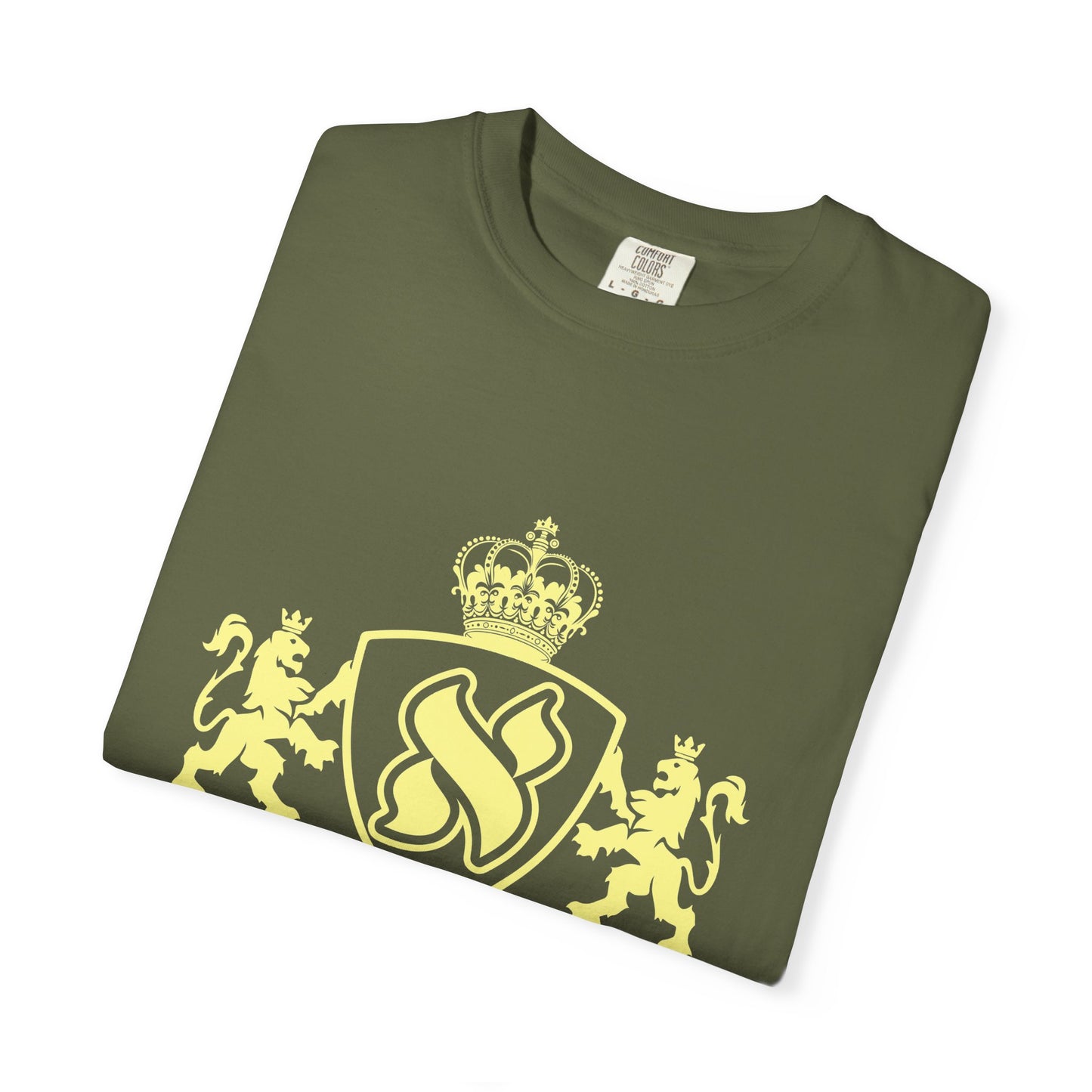 Stylish Unisex Garment-Dyed T-shirt with Unique Crest Design, Casual Wear, Gift for Him/Her, Summer Fashion, Trendy Tee