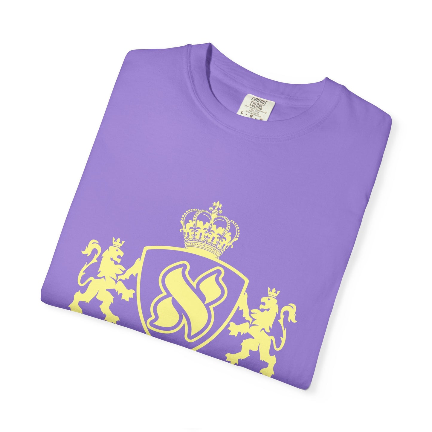 Garment-Dyed Unisex T-Shirt with Regal Crest Design, Soft Casual Tee, Graphic Shirt for All Occasions, Perfect Gift for him or her