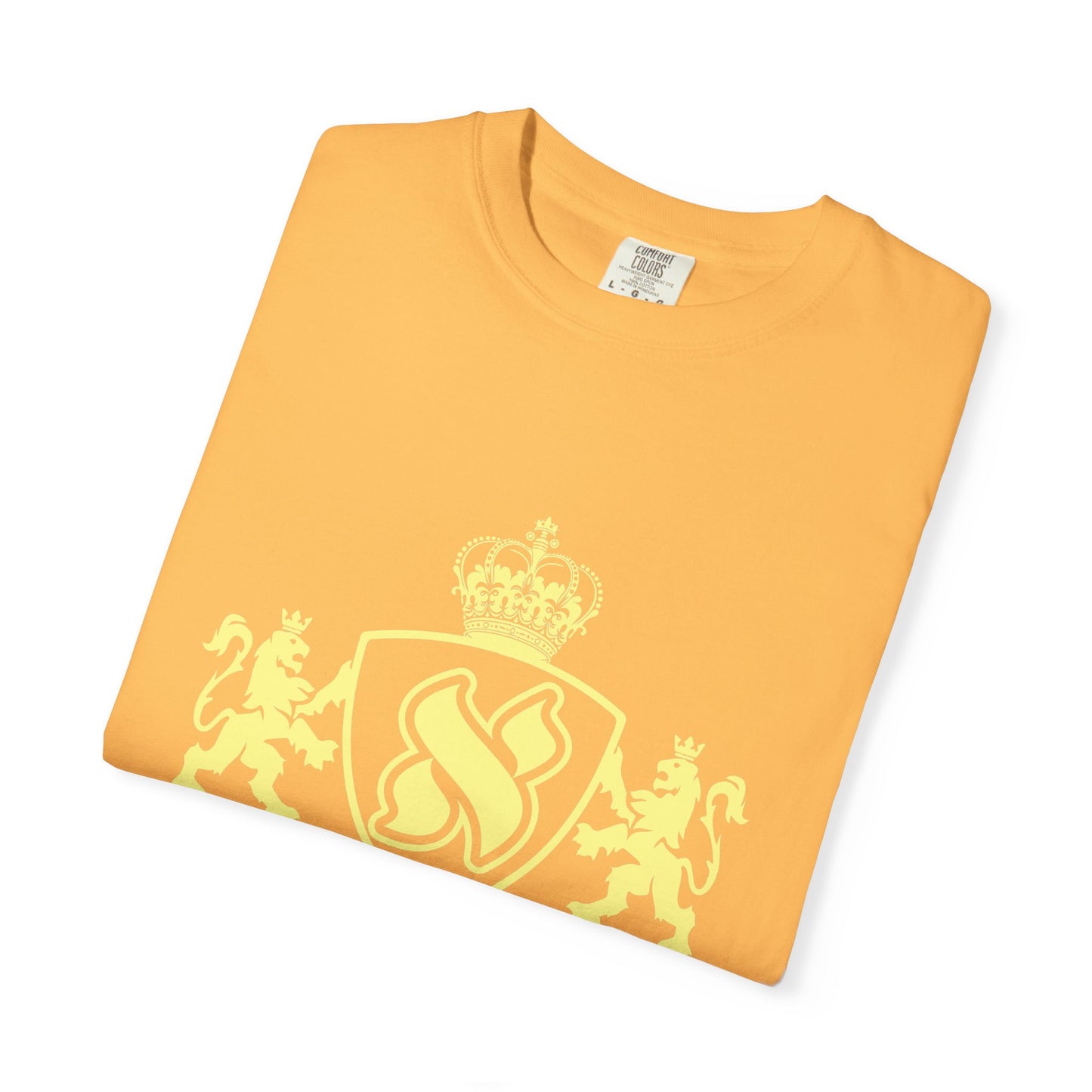 Stylish Unisex Garment-Dyed T-shirt with Unique Crest Design, Casual Wear, Gift for Him/Her, Summer Fashion, Trendy Tee