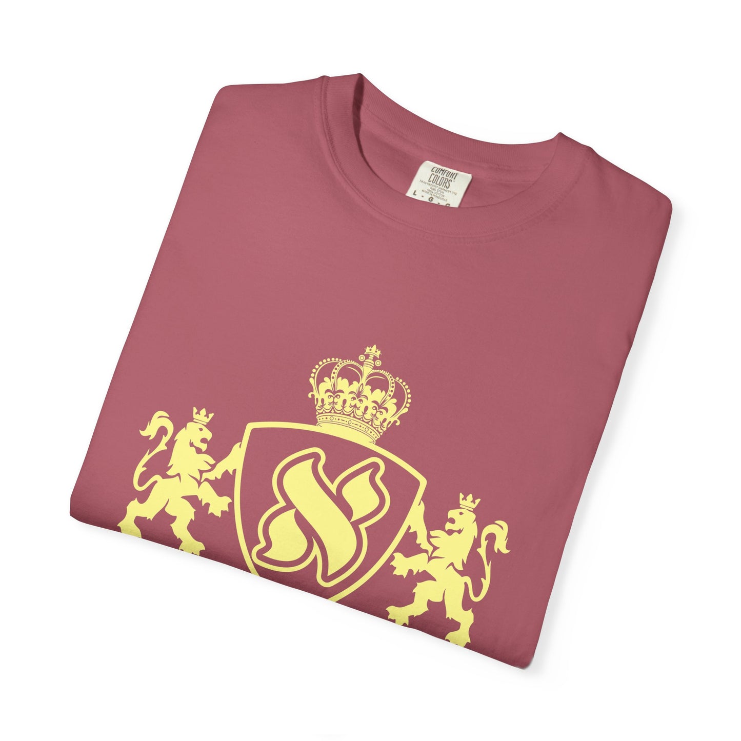Garment-Dyed Unisex T-Shirt with Regal Crest Design, Soft Casual Tee, Graphic Shirt for All Occasions, Perfect Gift for him or her