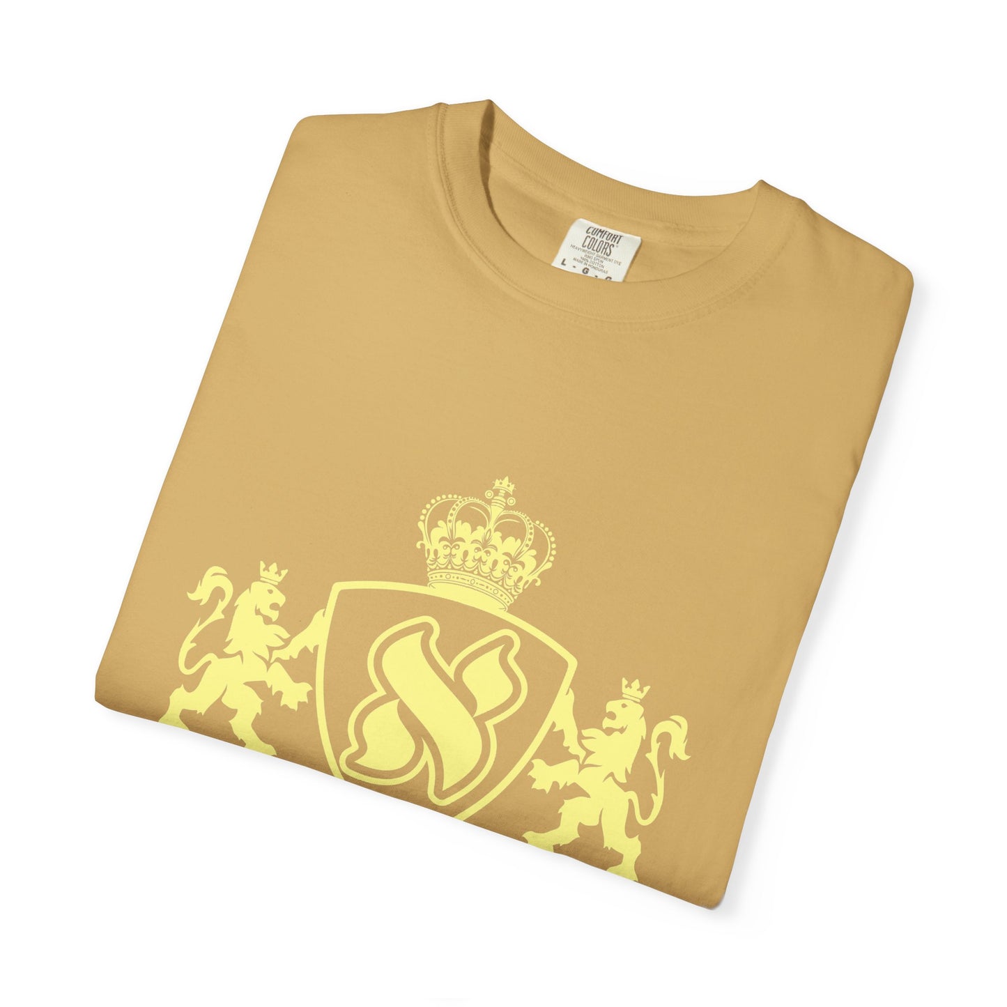 Stylish Unisex Garment-Dyed T-shirt with Unique Crest Design, Casual Wear, Gift for Him/Her, Summer Fashion, Trendy Tee