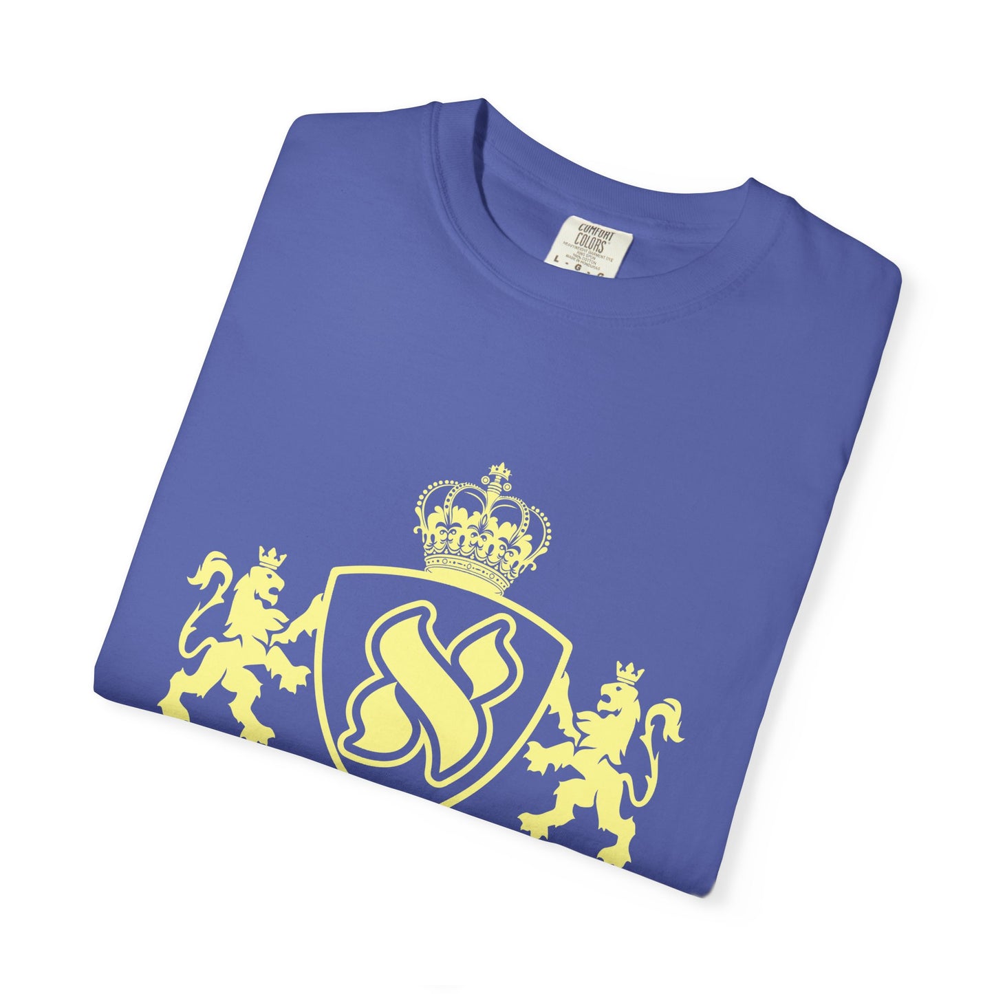Garment-Dyed Unisex T-Shirt with Regal Crest Design, Soft Casual Tee, Graphic Shirt for All Occasions, Perfect Gift for him or her