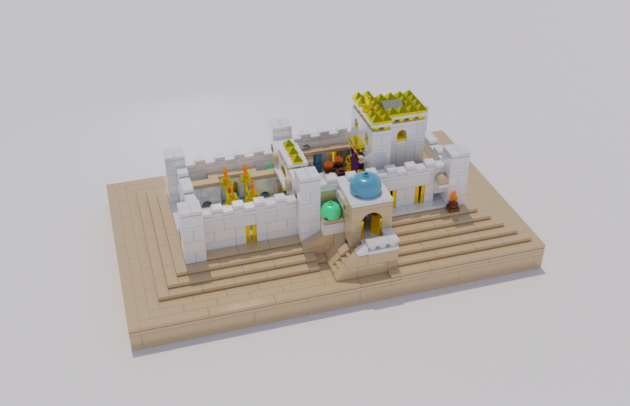 Aleph Brick Bais Beit Bet Hamikdash build set side perspective full