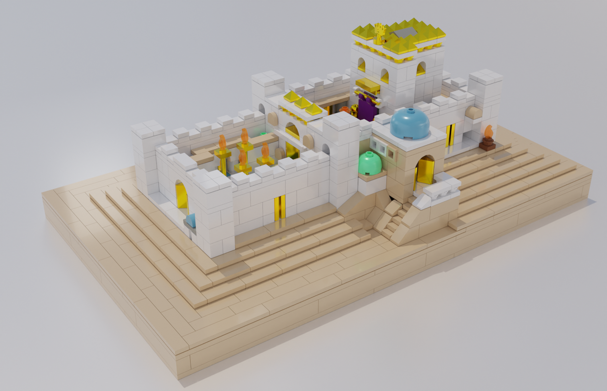 Aleph Brick Bais Beit Bet Hamikdash build set side top angle