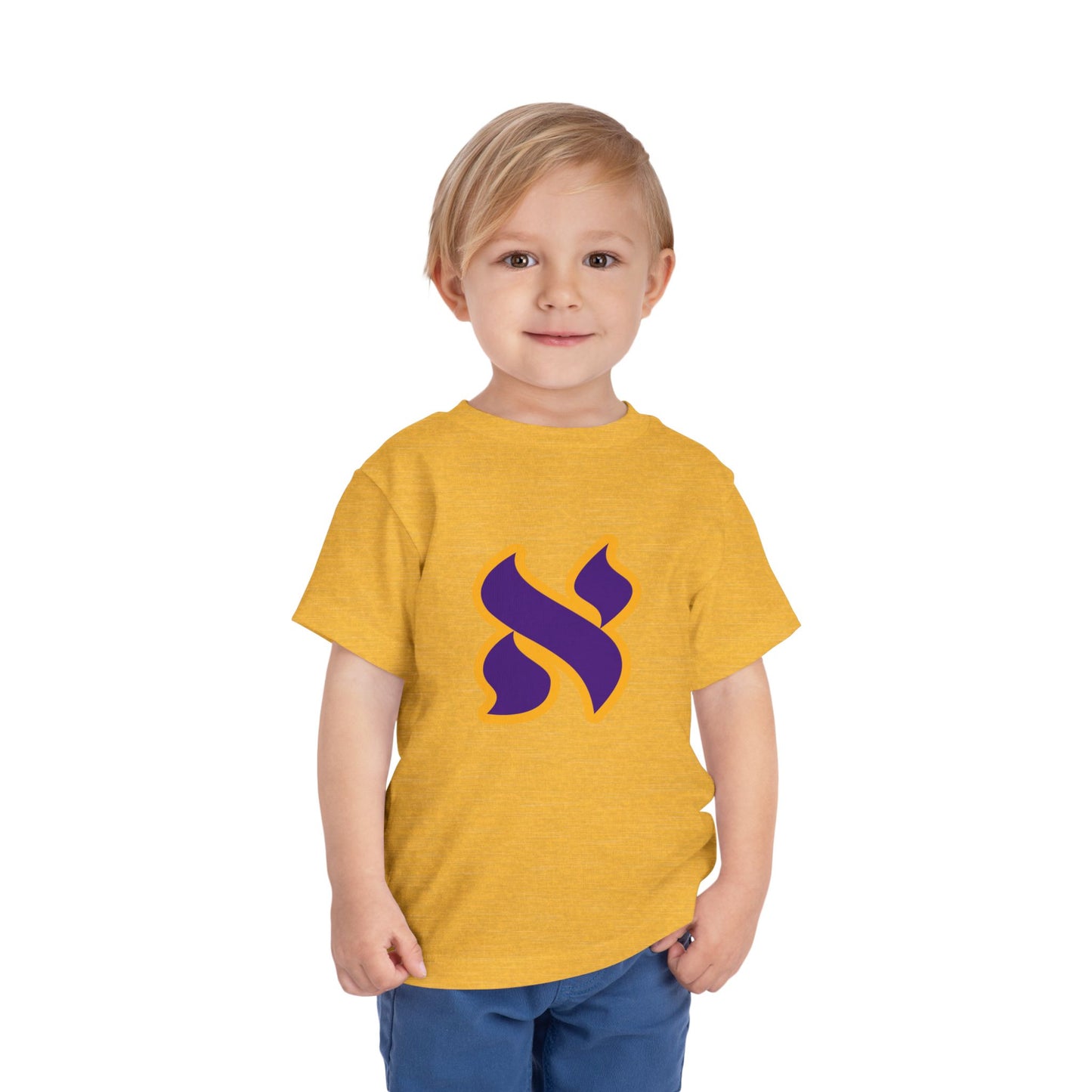 100% Cotton Toddler Short Sleeve Tee - Fun and Playful Kids T-Shirt with Colorful Aleph Design, Lakers, Perfect for Birthdays, Playdates, Gifts, and Everyday Wear