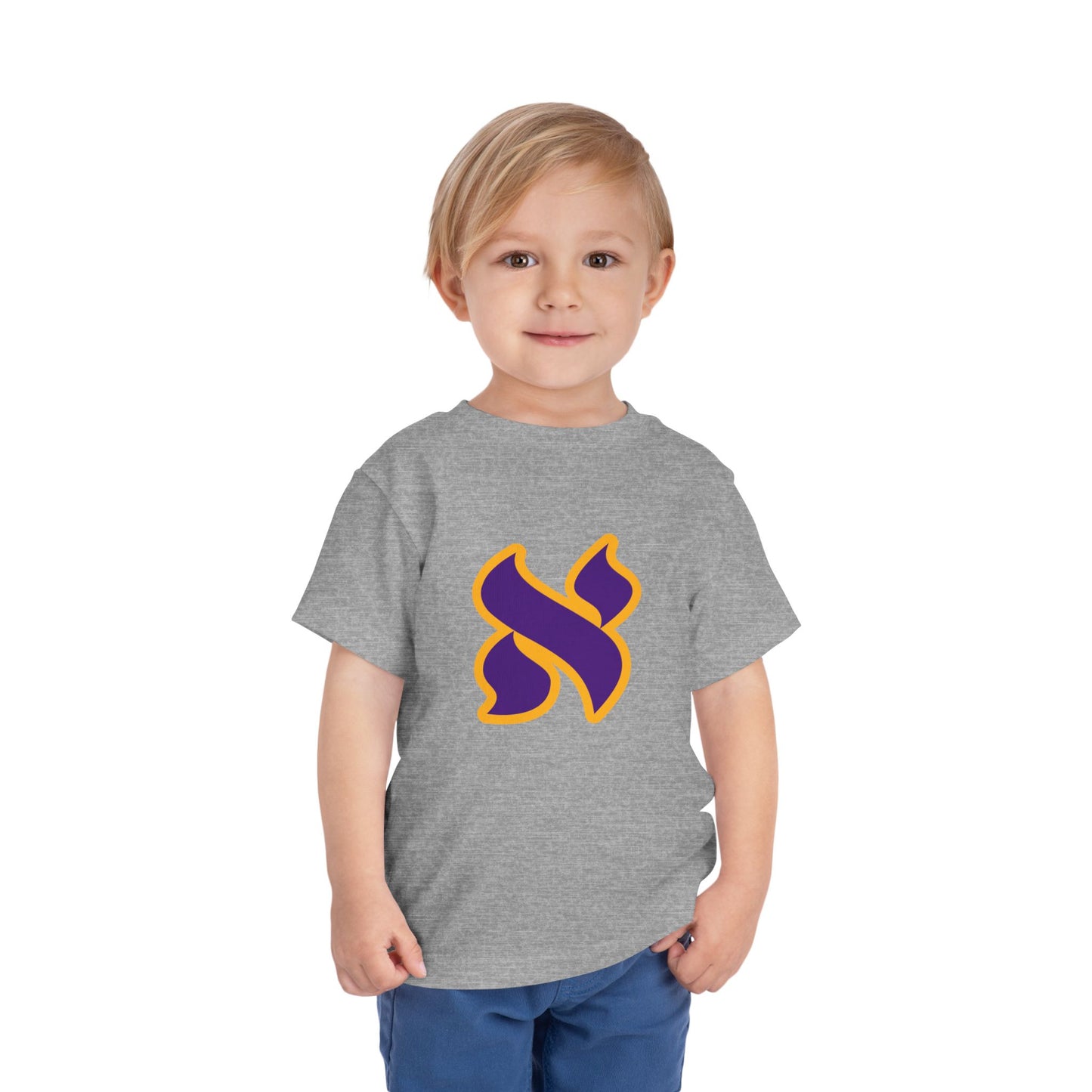 100% Cotton Toddler Short Sleeve Tee - Fun and Playful Kids T-Shirt with Colorful Aleph Design, Lakers, Perfect for Birthdays, Playdates, Gifts, and Everyday Wear