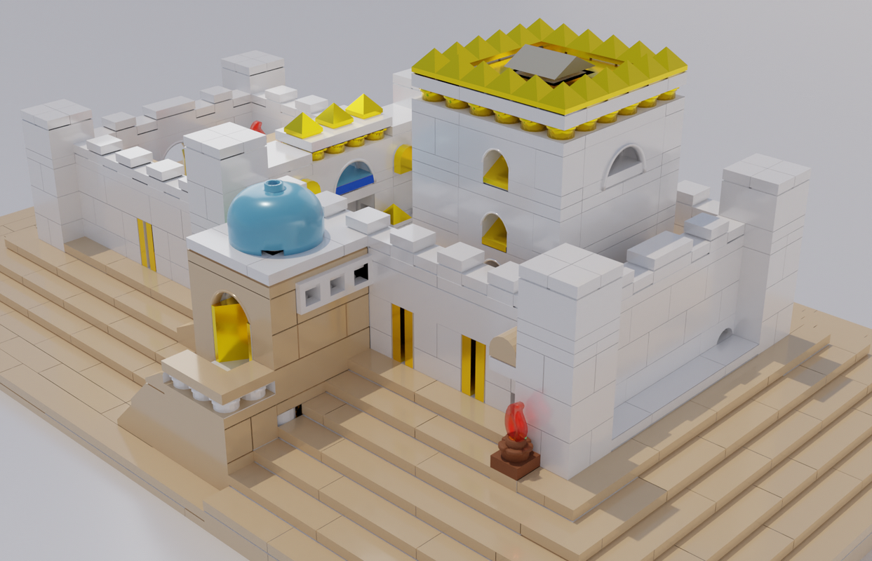 Aleph Brick Bais Beit Bet  Hamikdash build rear angle no lego
